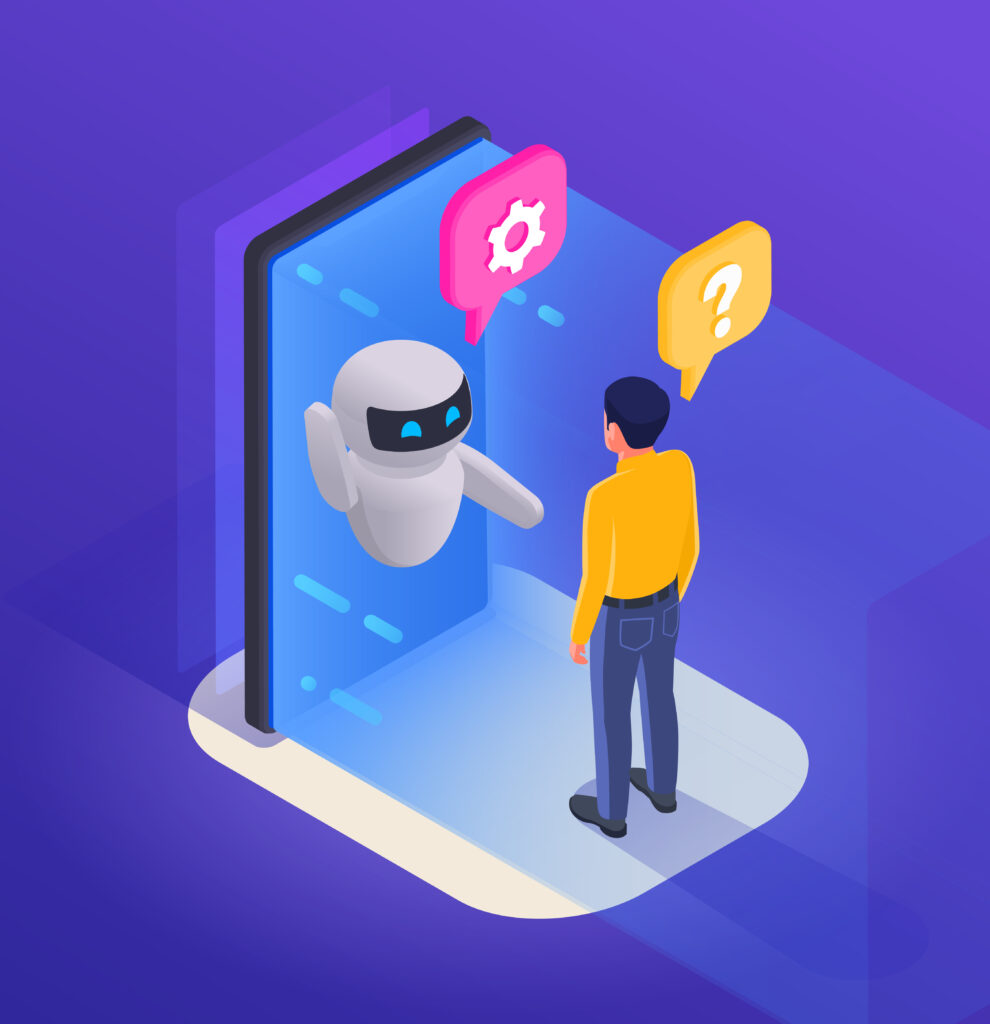 smart matched chatbot messenger program concept